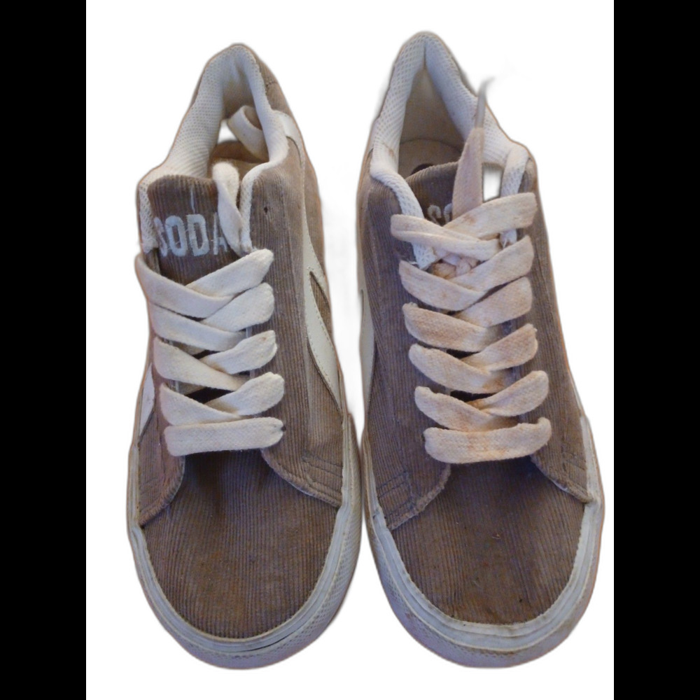 7.5 Soda Corduroy Lace Up Grey/Green/Tan (unique) Low Top Sneakers 2000s y2k